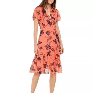 Michael Kors Floral Wrap Midi Dress